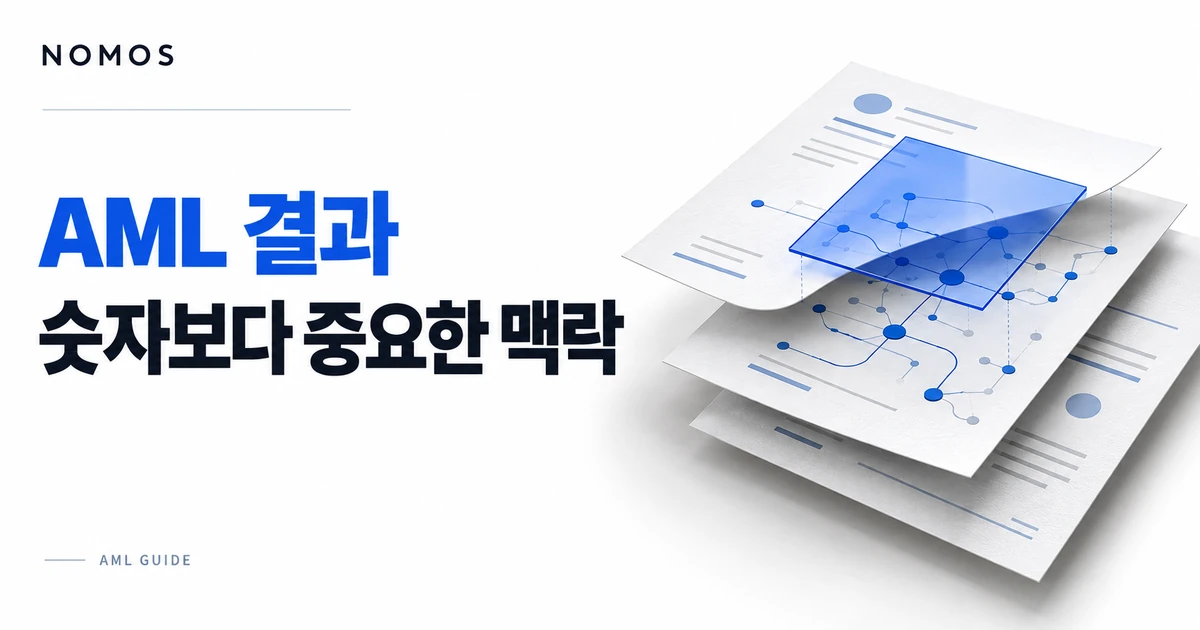 보고서 아래 연결된 거래 경로를 파란 투명판으로 살펴보는 일러스트
